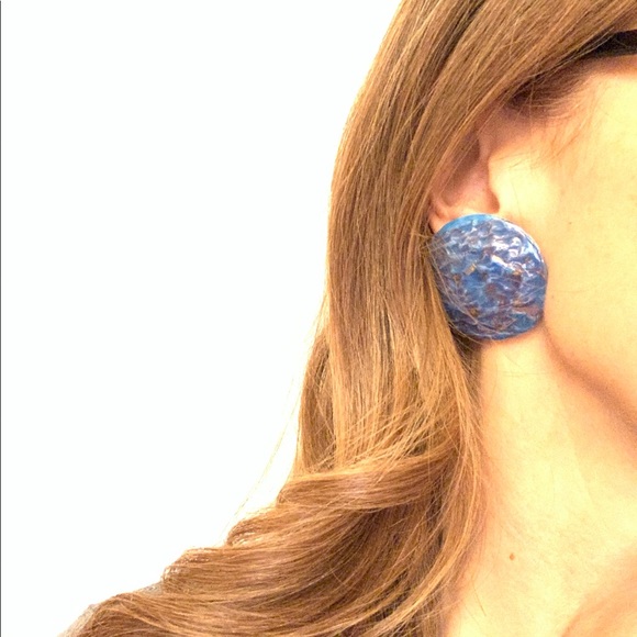 1990’s Vintage Blue gold earrings - Picture 4 of 5